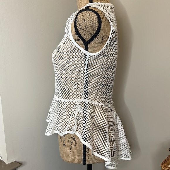 See-through Patterned Peplum Top - Picture 2 of 6